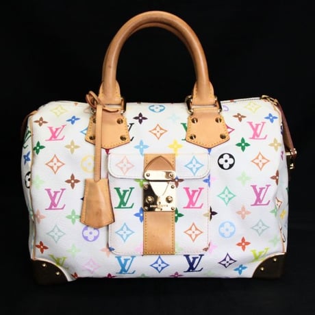 Louis Vuitton x Murakami Speedy 30 Handbag Monogram Multicolor White M92643 #75162