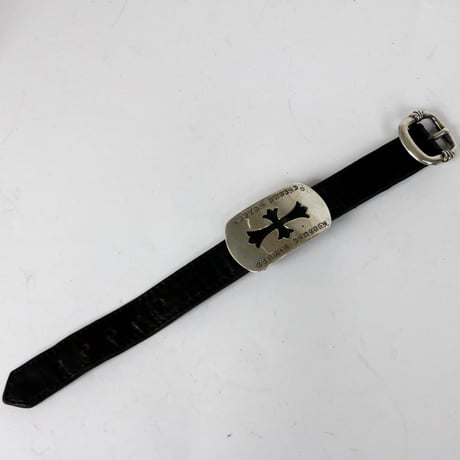 Chrome Hearts "Kyosuke Himuro" Dog Tag Gunslinger Leather Bracelet #102634