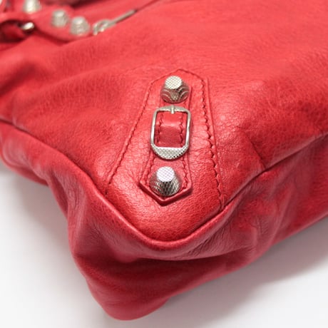 BALENCIAGA Giant Town Shoulder Bag Leather Red ＃74668