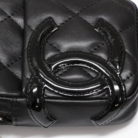 CHANEL Cambon Ligne Cigarette Case Leather Black #74713
