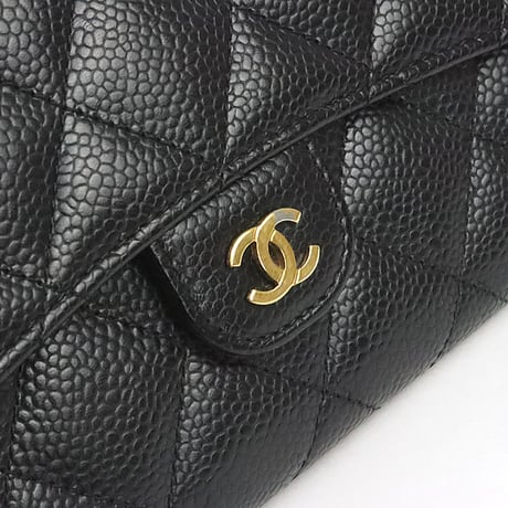CHANEL Classic Flap Wallet Quilted Caviar Black #19351