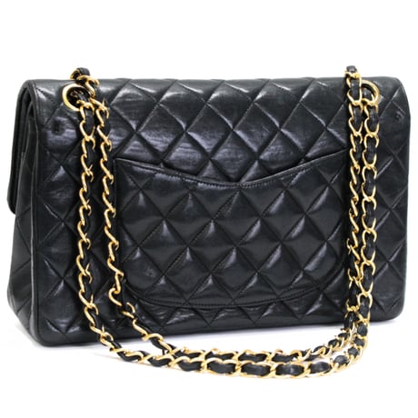 CHANEL Classic 25 Medium Double Flap Bag Quilted Lambskin Black #74983