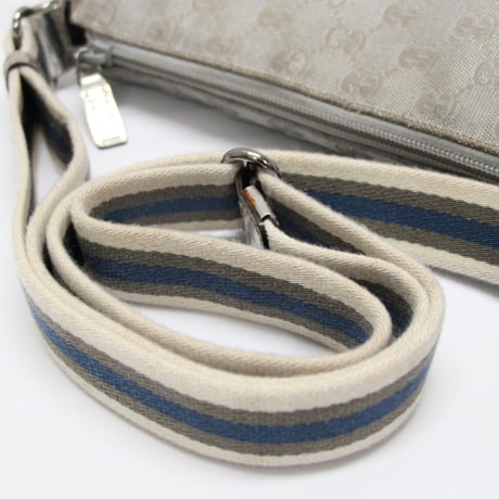 GUCCI Crossbody Shoulder Bag GG Canvas Silver #74470