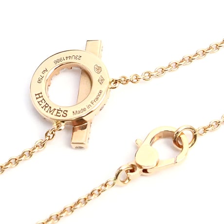 HERMES Finesse Pendant Necklace 18K Pink Gold Diamond #18607