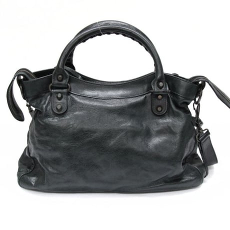 BALENCIAGA Town Shoulder Bag Leather Black ＃74674