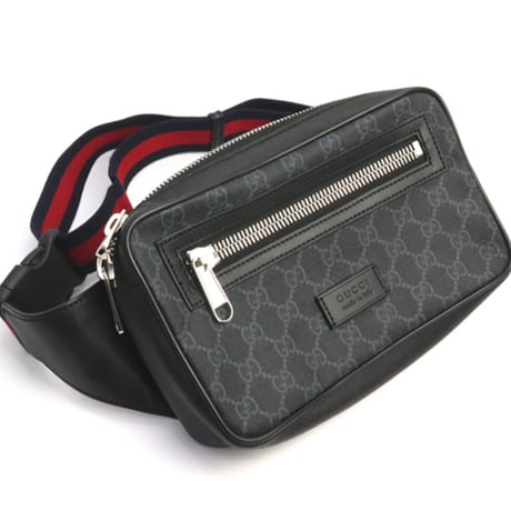 GUCCI Belt Bag GG Supreme Canvas Leather Black #18688