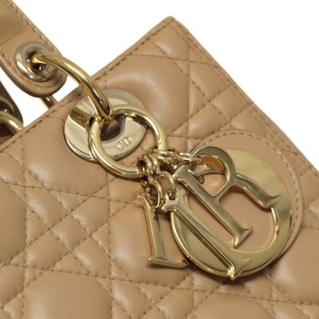 Christian Dior Medium Lady Dior Handbag Cannage Leather Beige #74999
