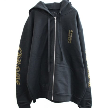 Chrome Hearts Old English logo Zip Up Hoodie Black and Khaki ＃30908