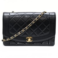 CHANEL Diana 25 Medium Flap Bag Quilted Lambskin Black ＃73993