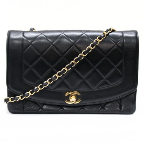 CHANEL Diana 25 Medium Flap Bag Quilted Lambskin Black ＃73993