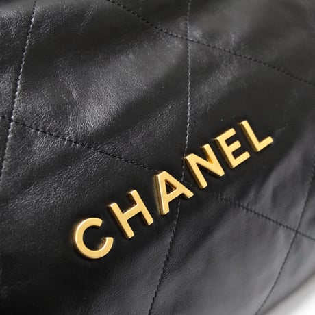 CHANEL 22 Large Handbag Quilted Calfskin Black #74733