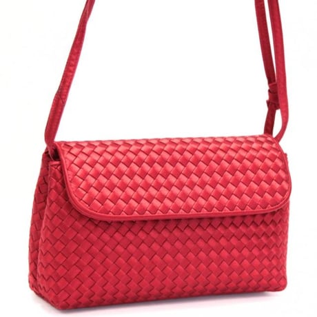 BOTTEGA VENETA Shoulder Bag Intrecciato Satin Red #75288