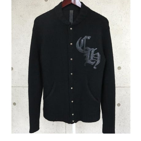 Chrome Hearts CH Logo Leather Patch Cross-Button Cashmere Cardigan #103077