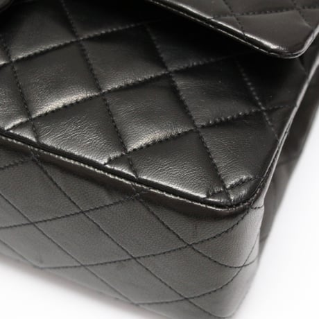 CHANEL Classic 25 Medium Double Flap Bag Quilted Lambskin Black #75114