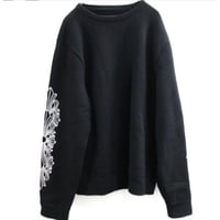 CHROME HEARTS Floral Cross Embroidered Sleeve Cashmere Sweater Black #31177