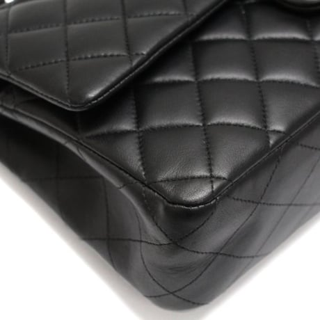 CHANEL Classic 25 Medium Double Flap Bag Quilted Lambskin Black ＃74778