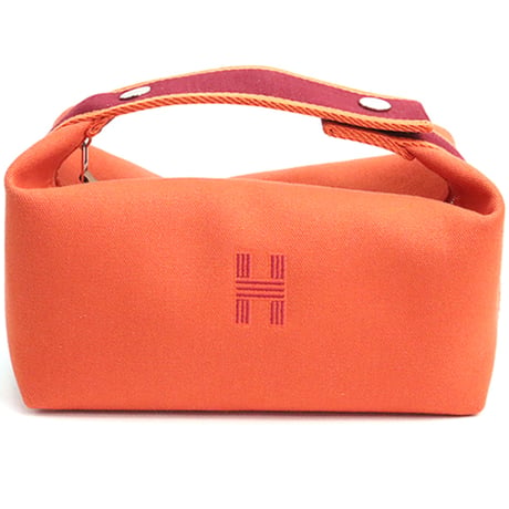 HERMES Bride-a-Brac PM Pouch Canvas Orange ＃18696