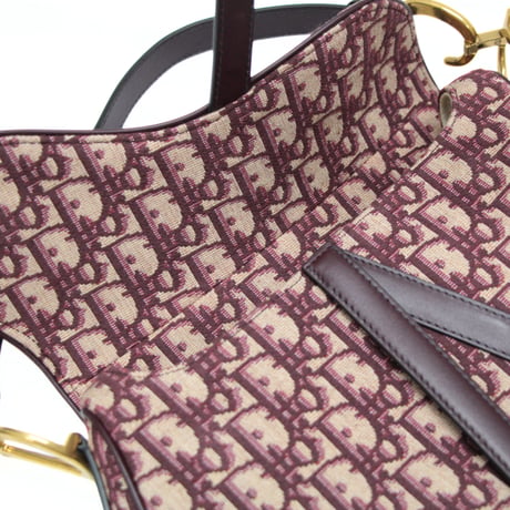 Christian Dior Saddle Bag Oblique Canvas Bordeaux #74420