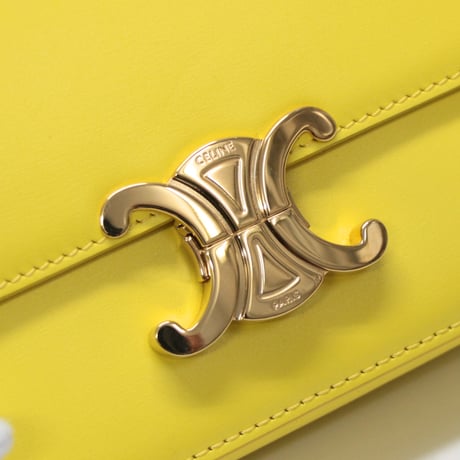 CELINE Nano Triomphe Shoulder Bag Calf Leather Yellow #74147