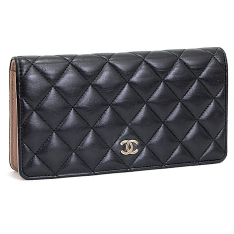 Chanel Yellow Metallic Quilted Lambskin Long Flap Wallet