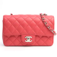 CHANEL Mini Rectangular Flap Bag Quilted Caviar Red ＃19220