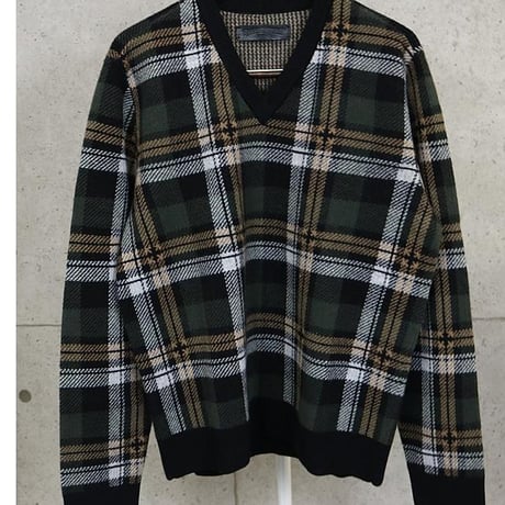 Chrome Hearts BIG CITY Check Pattern V-Neck Knit #101752
