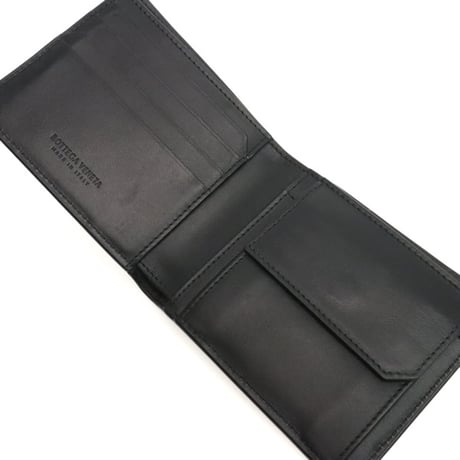 BOTTEGA VENETA Bifold Wallet Intrecciato Leather Black #18532