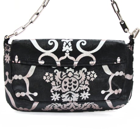 GUCCI Mini Flap Bag with Chain Velvet Paisley Black #74794