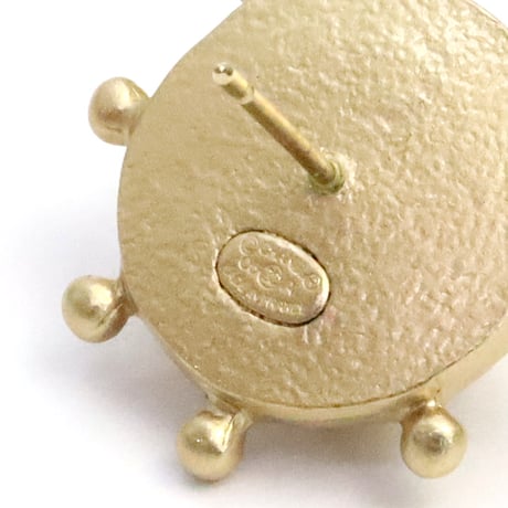 CHANEL CC Logo Round Pierced Earrings Faux Pearls Crystal Gold-toned 05A  # 19160