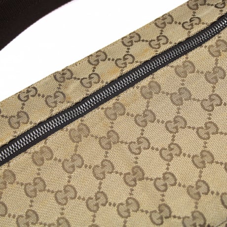 GUCCI Belt Bag GG Canvas Brown #74042