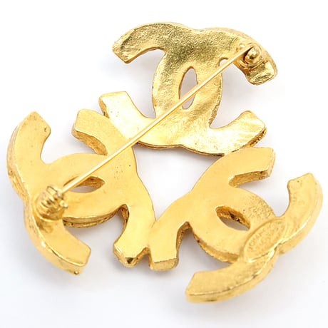 CHANEL Triple CC Logo Motif Pin Brooch Gold-toned 94A＃18079