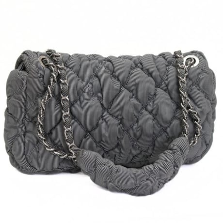 CHANEL Bubble Flap Shoulder Bag Quilted Nylon Gray＃75035