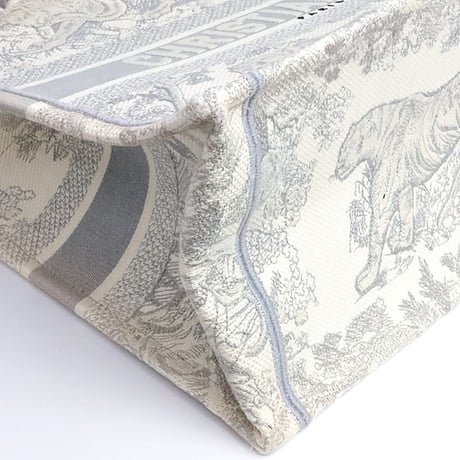 Christian Dior Medium Book Tote Bag Toile de Jouy Embroidery Canvas Grey #19368