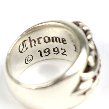 CHROME HEARTS Floral Cross Ring Ruby #31420