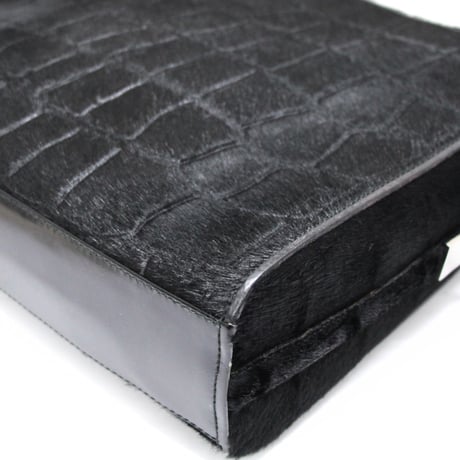 GUCCI Shoulder Bag Embossed Pony Hair Black #74613