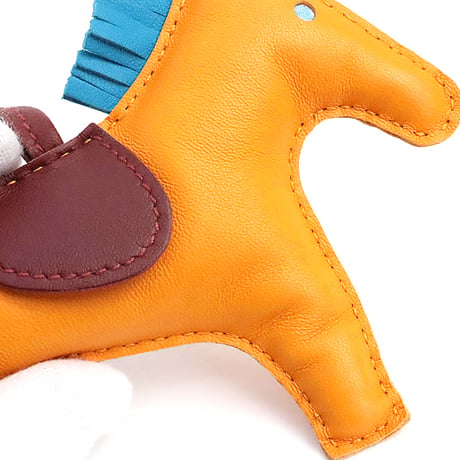 HERMES Rodeo MM Bag Charm Agneau Milo Jaune d'Or/Poussière/Bleu Agate ＃19091