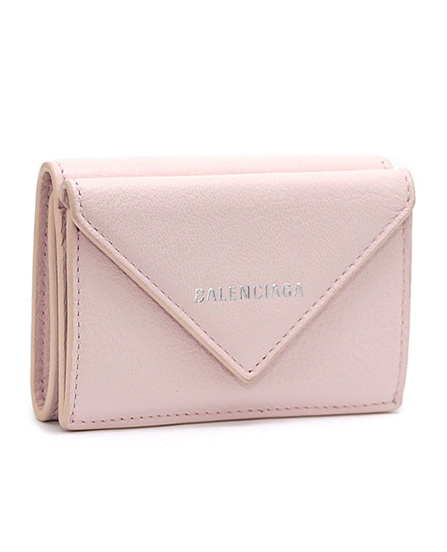 BALENCIAGA Papier Mini Wallet Trifold Compact Wallet Leather Pink 12499