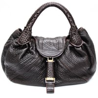 FENDI Spy Handbag Nappa Leather Zucca Canvas ＃75129