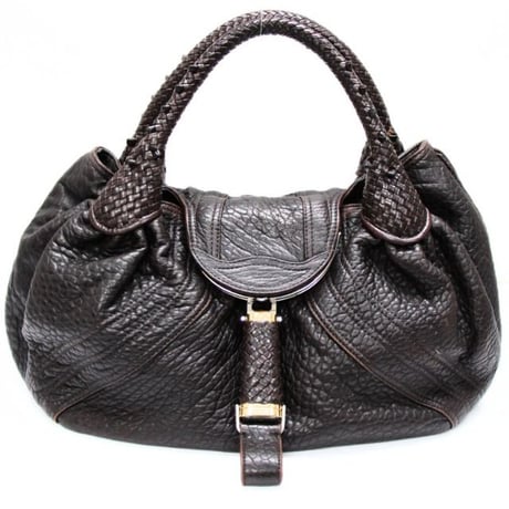 FENDI Spy Handbag Nappa Leather Zucca Canvas ＃75129