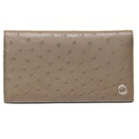 BVLGARI Bifold Wallet Ostrich Leather Brown #74381