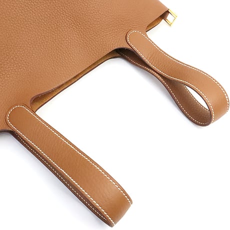HERMES Picotin Lock MM Handbag Taurillon Clemence Leather Gold #19242