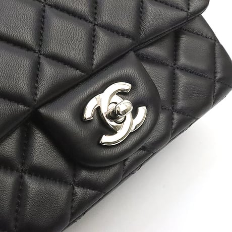 CHANEL Mini Square Flap Bag Quilted Lambskin Black #19154