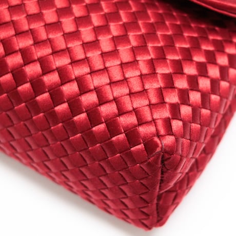 BOTTEGA VENETA Shoulder Bag Intrecciato Satin Red #75288