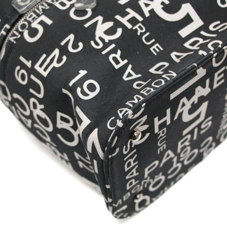 CHANEL By The Sea Line Logo Vanity Bag Canvas Black #72784