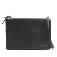 CELINE Small Trio Shoulder Bag Leather Black #74756