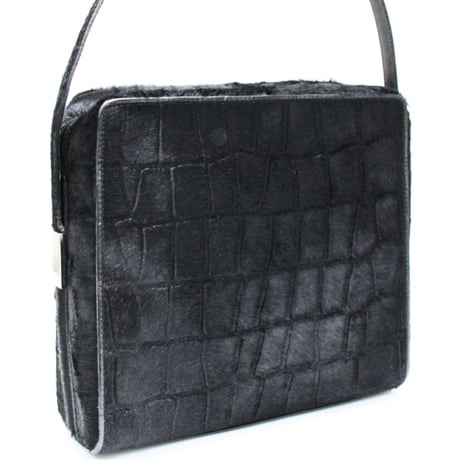 GUCCI Shoulder Bag Embossed Pony Hair Black #74613