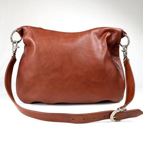 Chrome Hearts Scroll 2-Clip Leather Shoulder Bag Brown #103589