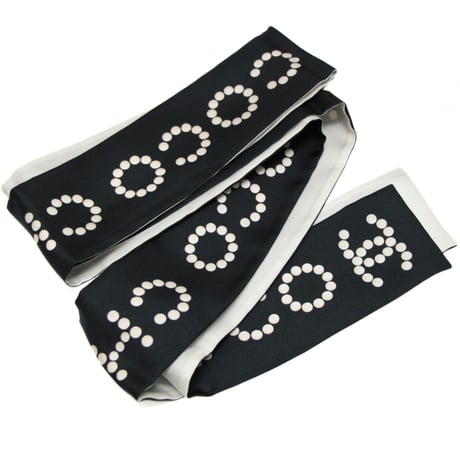 CHANEL CC Logo Twilly Scarf Silk Black White #73449