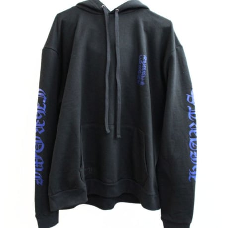 Chrome Hearts Vertical Logo Long Sleeve Pullover Hoodie Black Blue L #30532