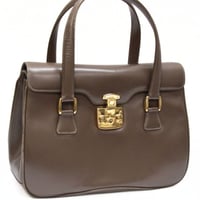 GUCCI Lady Lock Satchel Bag Leather Brown #73270